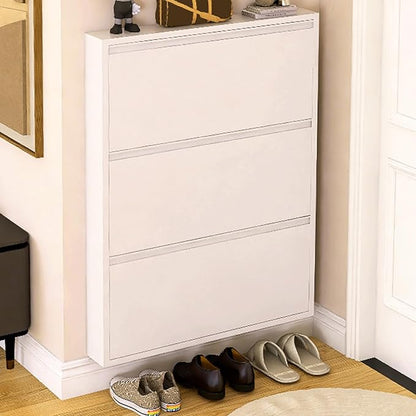 Meuble à Chaussures Métallique Mural avec Compartiments Abattants