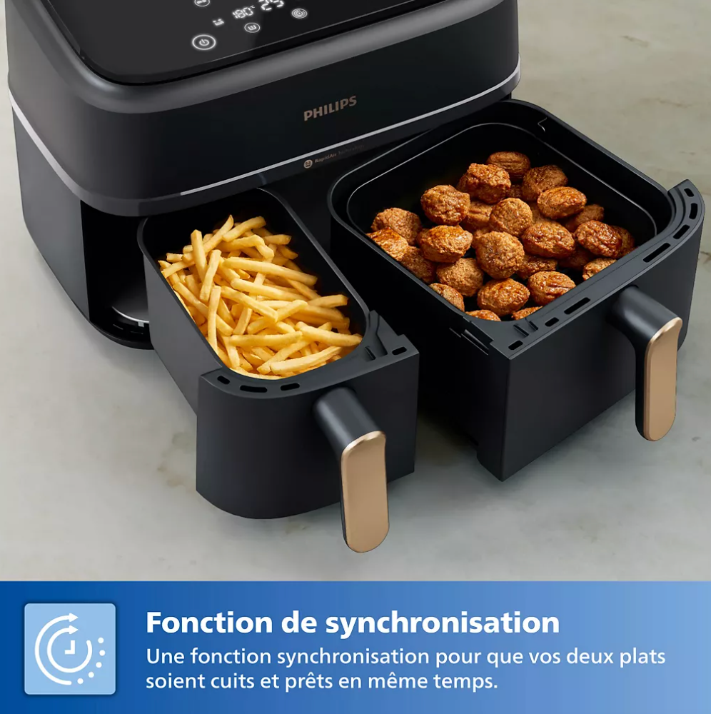 PHILIPS Airfryer Série 3000 Double bac 9L